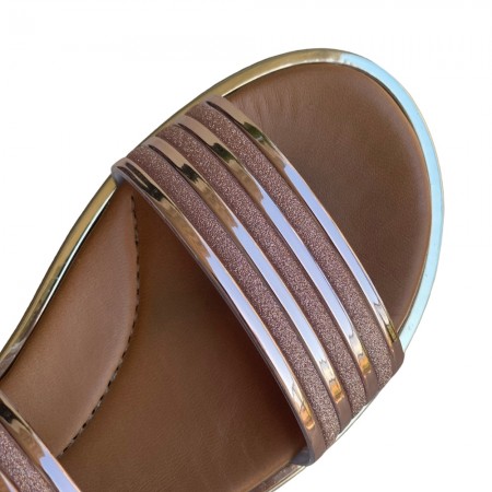 Παιδικό δερμάτινο πέδιλο Yo Handmade Leather Shoes 728 Ροζ-Χρυσό